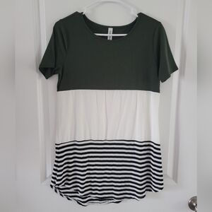 Zenana Green and White Stripe Blouse Top